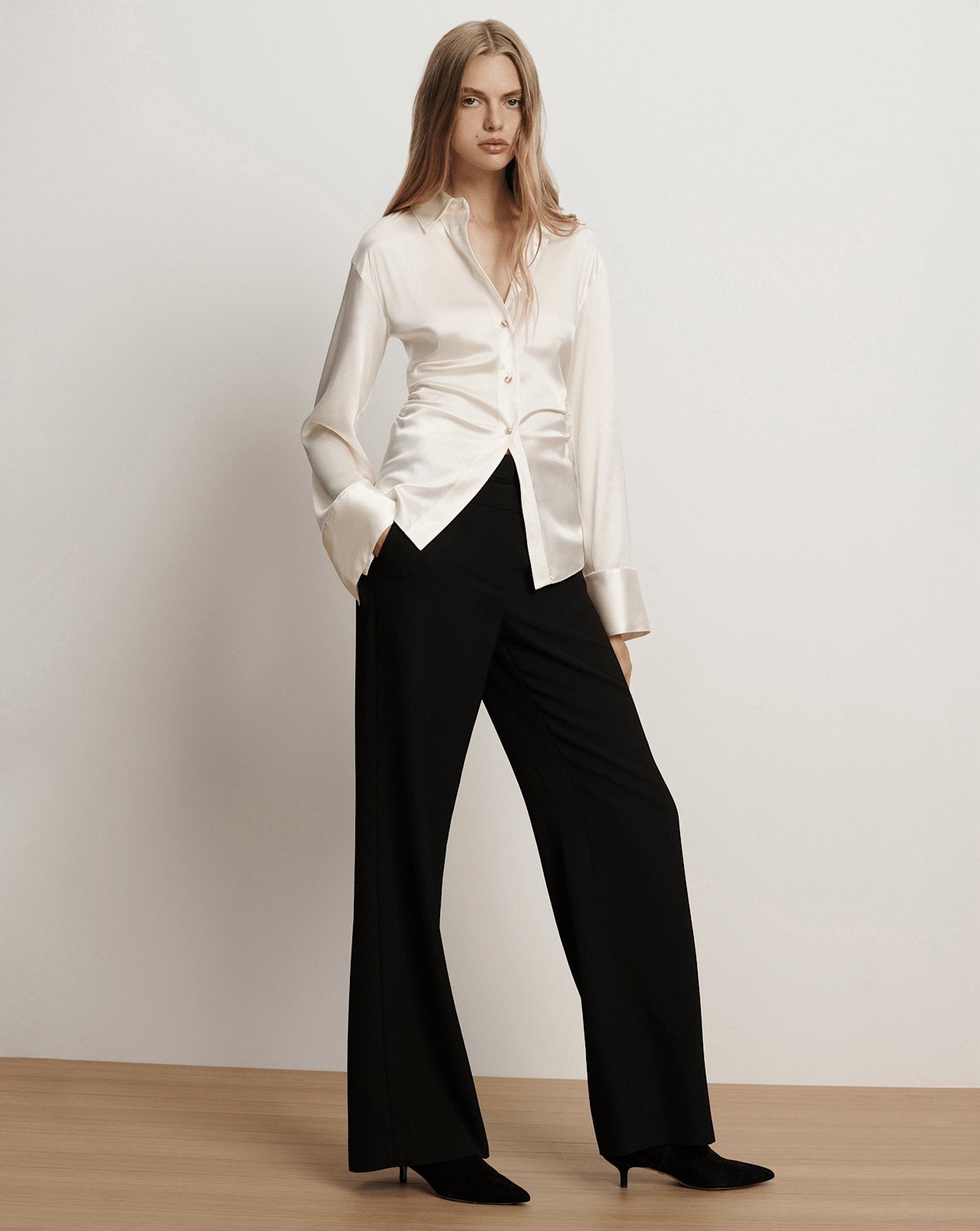 Veronica Beard Shiona Stretch-Silk Blouse - Dove White