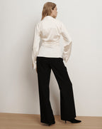 Veronica Beard Shiona Stretch-Silk Blouse - Dove White