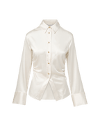 Veronica Beard Shiona Stretch-Silk Blouse - Dove White