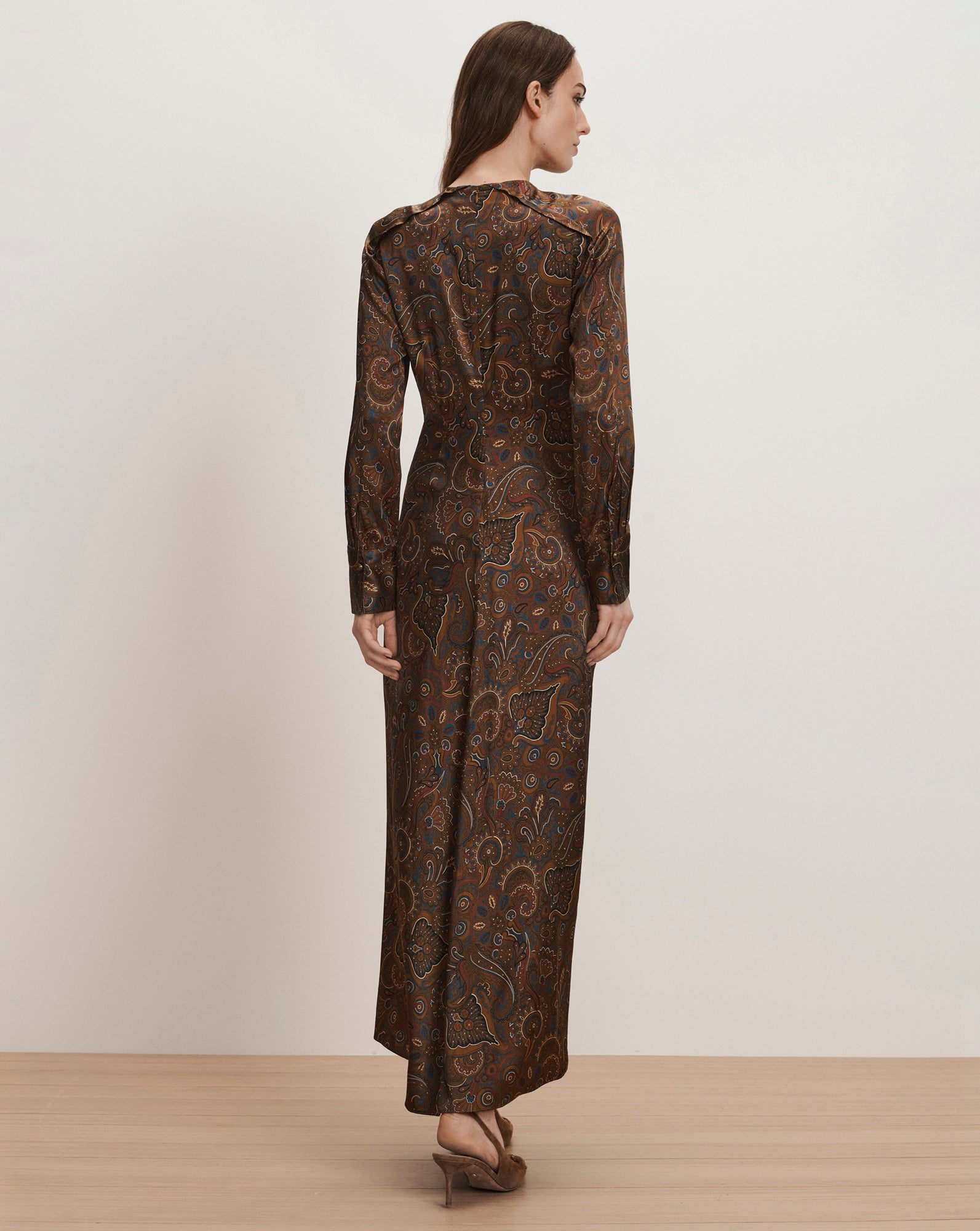 Veronica Beard Irma Stretch-Silk Midi Dress - Walnut Multi