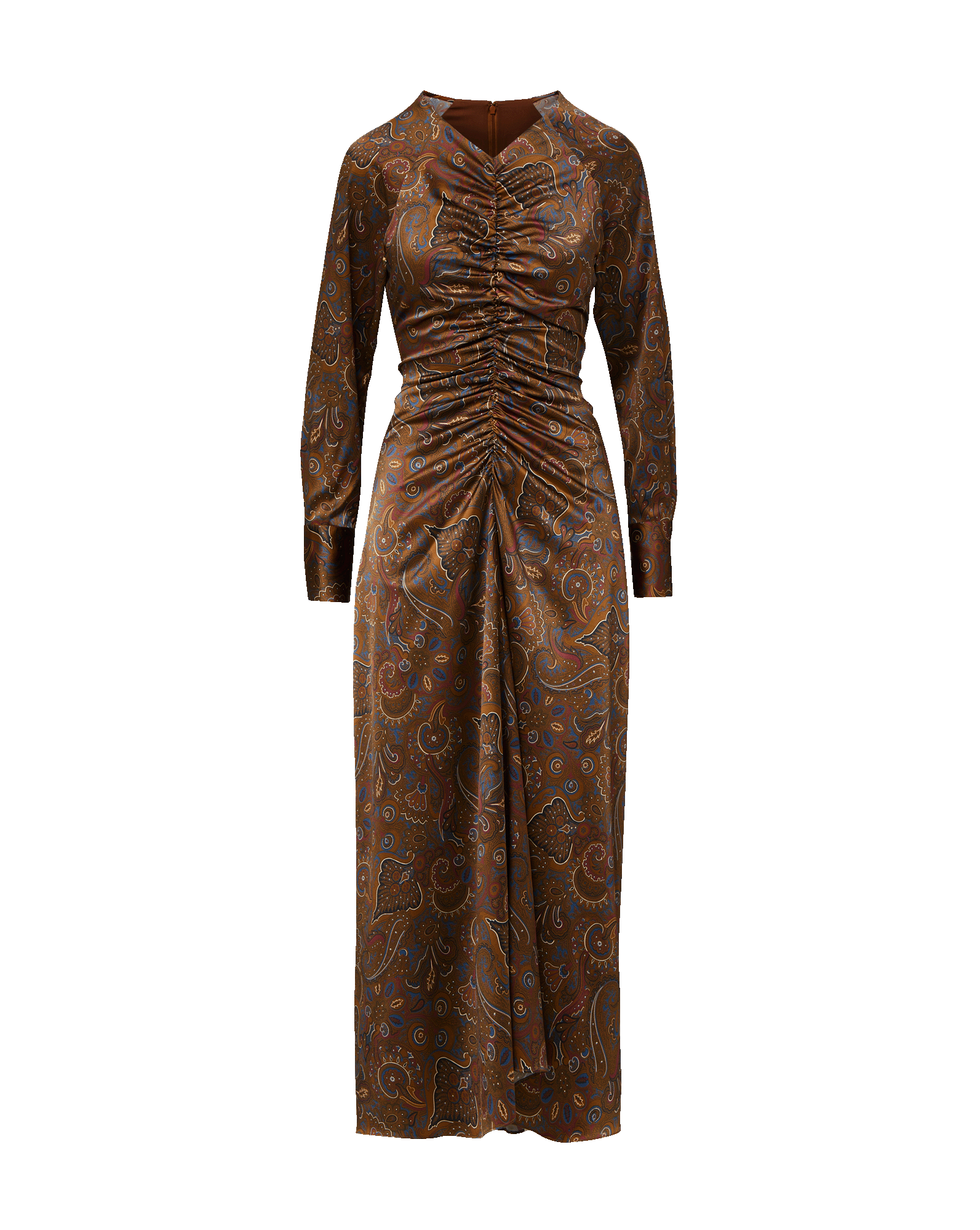 Veronica Beard Irma Stretch-Silk Midi Dress - Walnut Multi