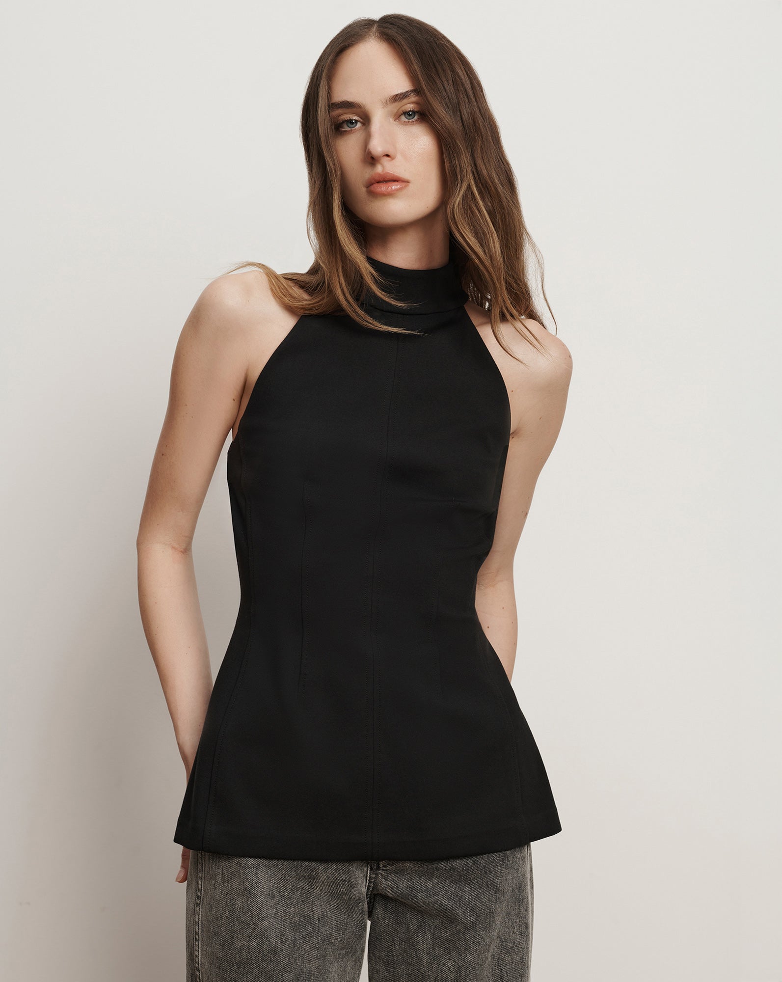 Veronica Beard Johanne Halter Top - Black