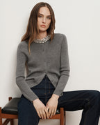 Veronica Beard Daro Embellished Cardigan - Dark Heather Grey