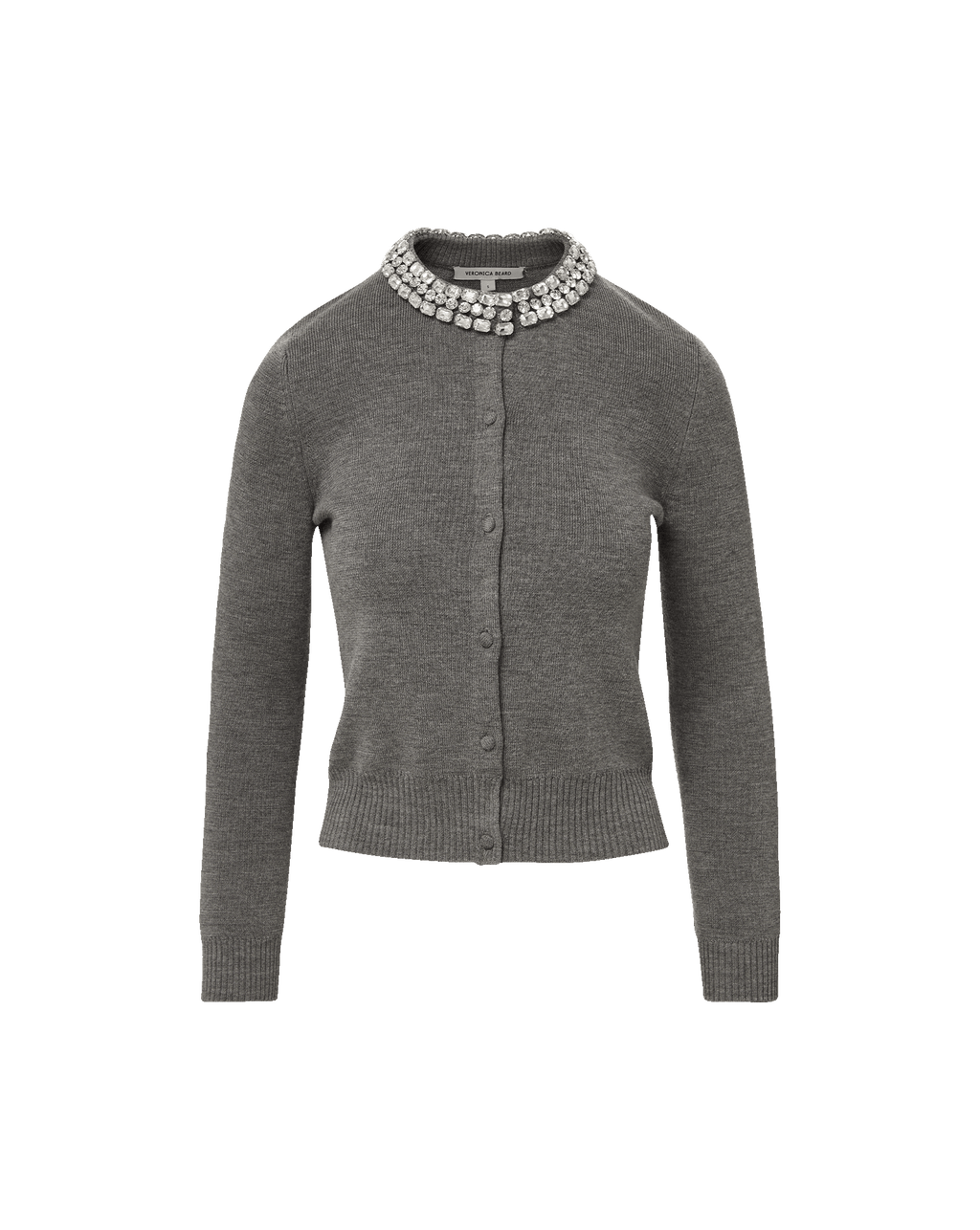 Veronica Beard Daro Embellished Cardigan Dark Heather Grey