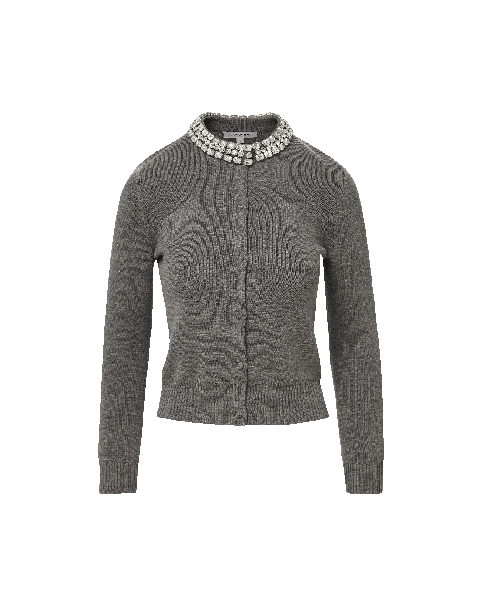 Veronica Beard Daro Embellished Cardigan Dark Heather Grey