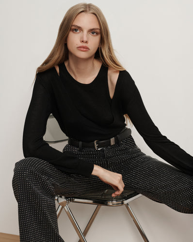 Veronica Beard Lolasee Merino Wool Pullover - Black