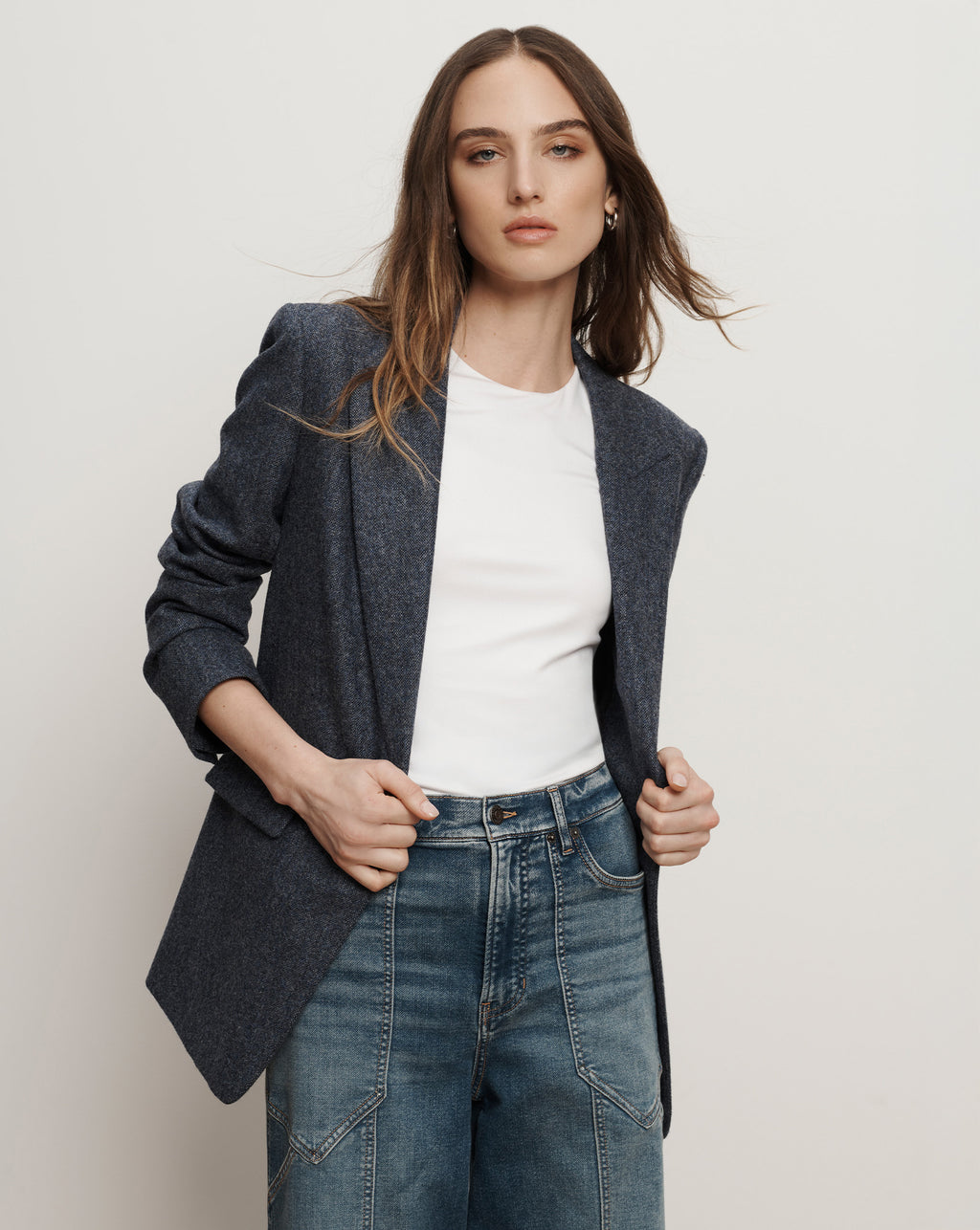 Veronica Beard Vega Wool Dickey Jacket - Blue Melange