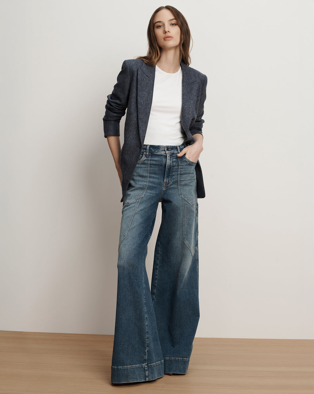 Veronica Beard Vega Wool Dickey Jacket - Blue Melange