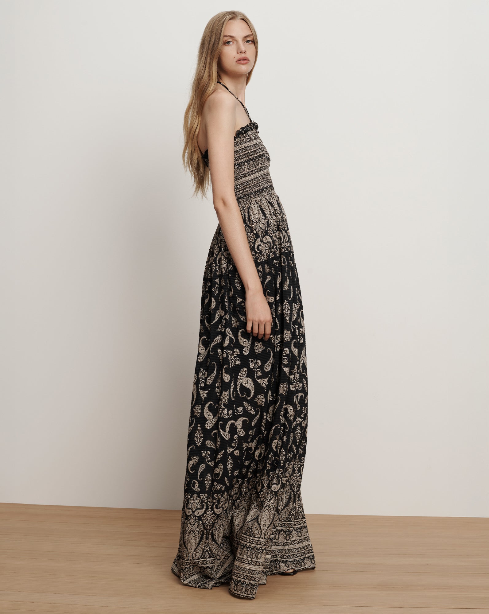 Veronica Beard Ayanna Halter Maxi Dress - Black Multi