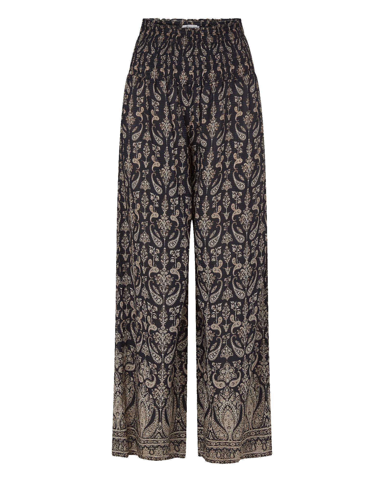 Veronica Beard Callaway Smocked Wide-Leg Pant - Black Multi