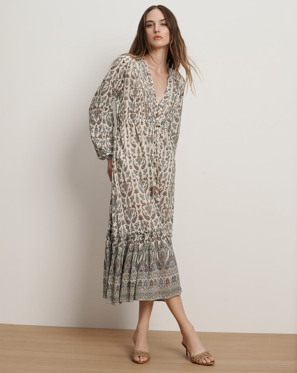 Veronica Beard Vani Paisley Midi Dress - Ecru Multi