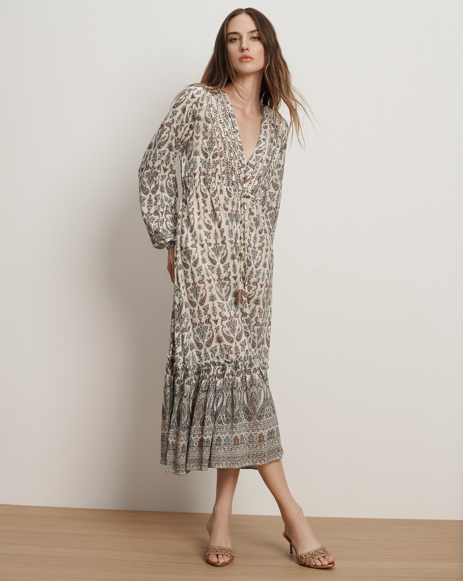 Veronica Beard Vani Paisley Midi Dress - Ecru Multi