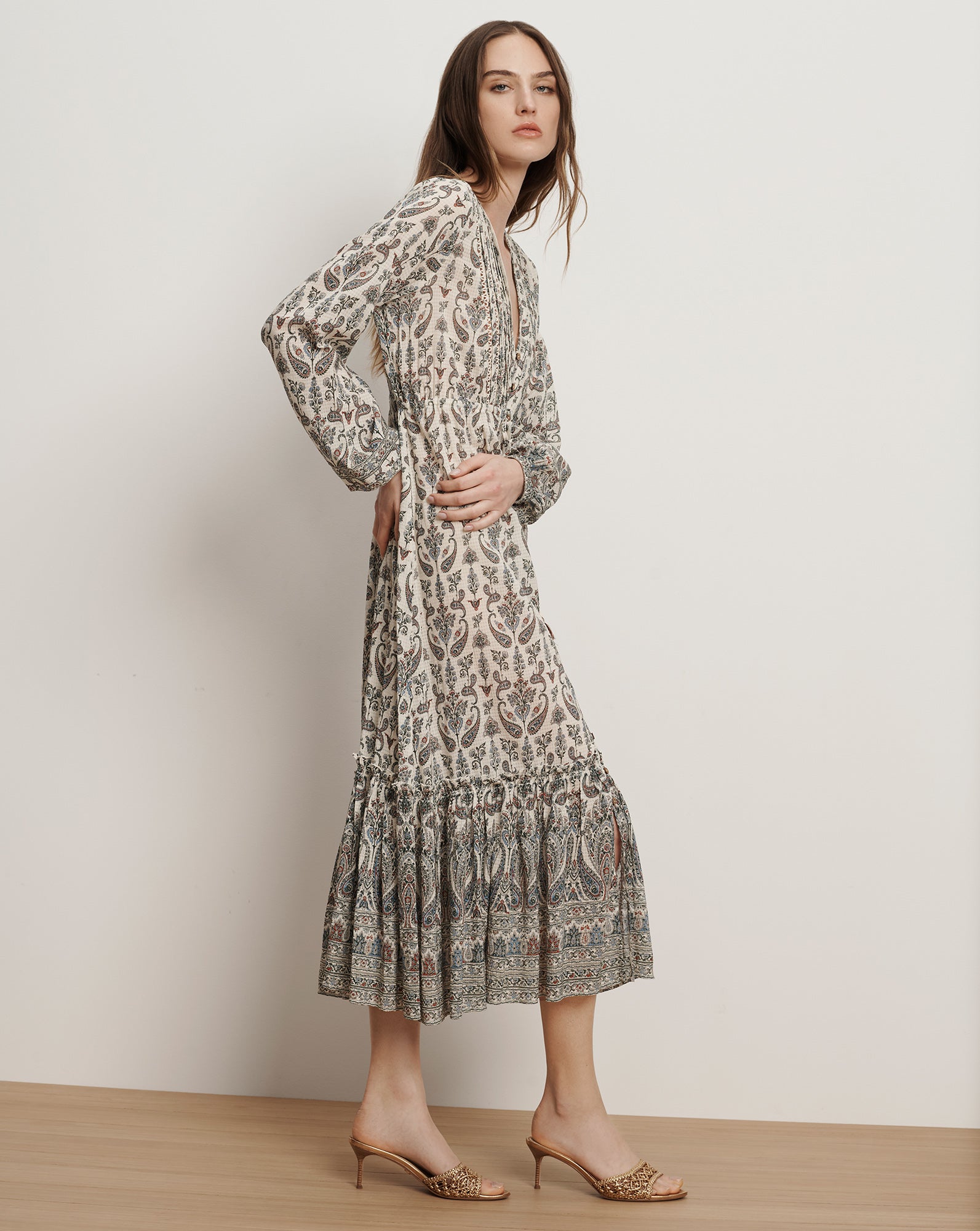 Veronica Beard Vani Paisley Midi Dress - Ecru Multi