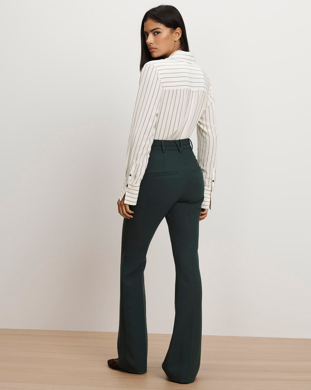 Veronica Beard Saku Striped Button-Down Shirt - Dove White/Black