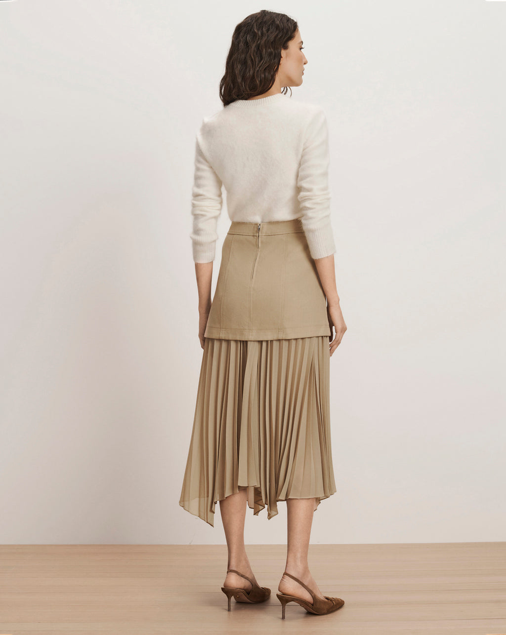 Veronica Beard Patricka Layered Midi Skirt - Sand