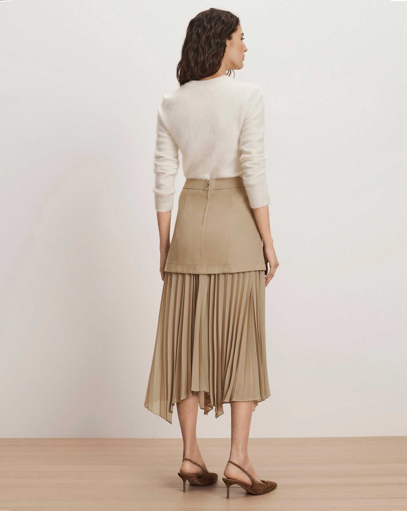 Veronica Beard Patricka Layered Midi Skirt - Sand