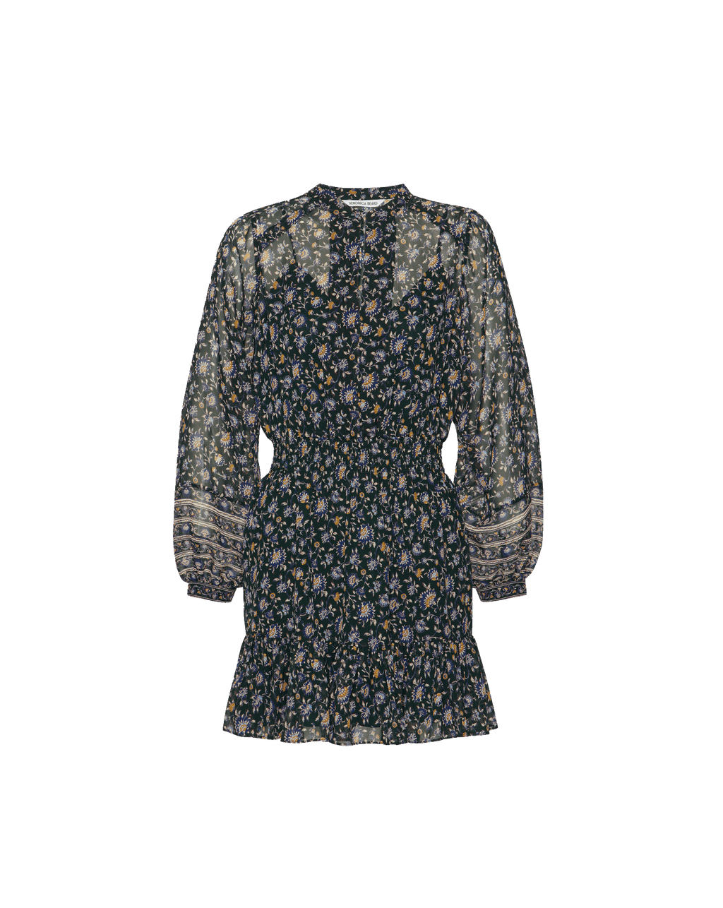 Veronica Beard Mirabel Silk Mini Dress - Dark Hunter Green Multi