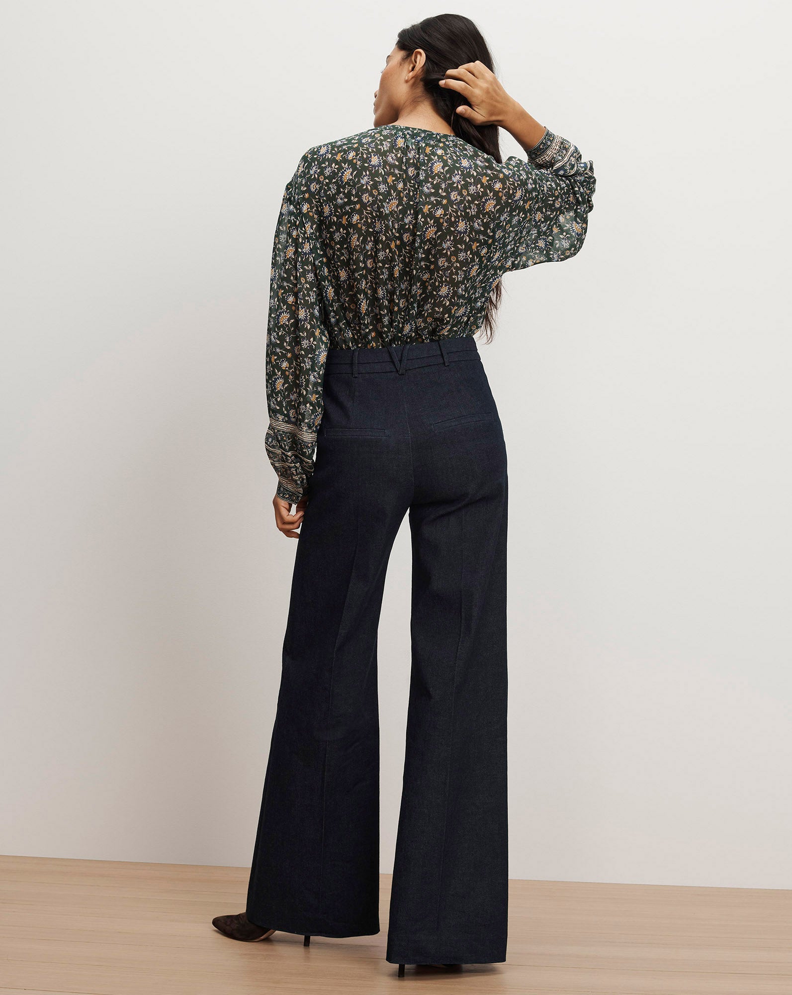 Veronica Beard Lollie Floral Button-Down Blouse - Dark Hunter Green Multi