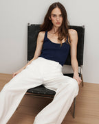 Veronica Beard Birke Merino Wool Tank Top - Navy