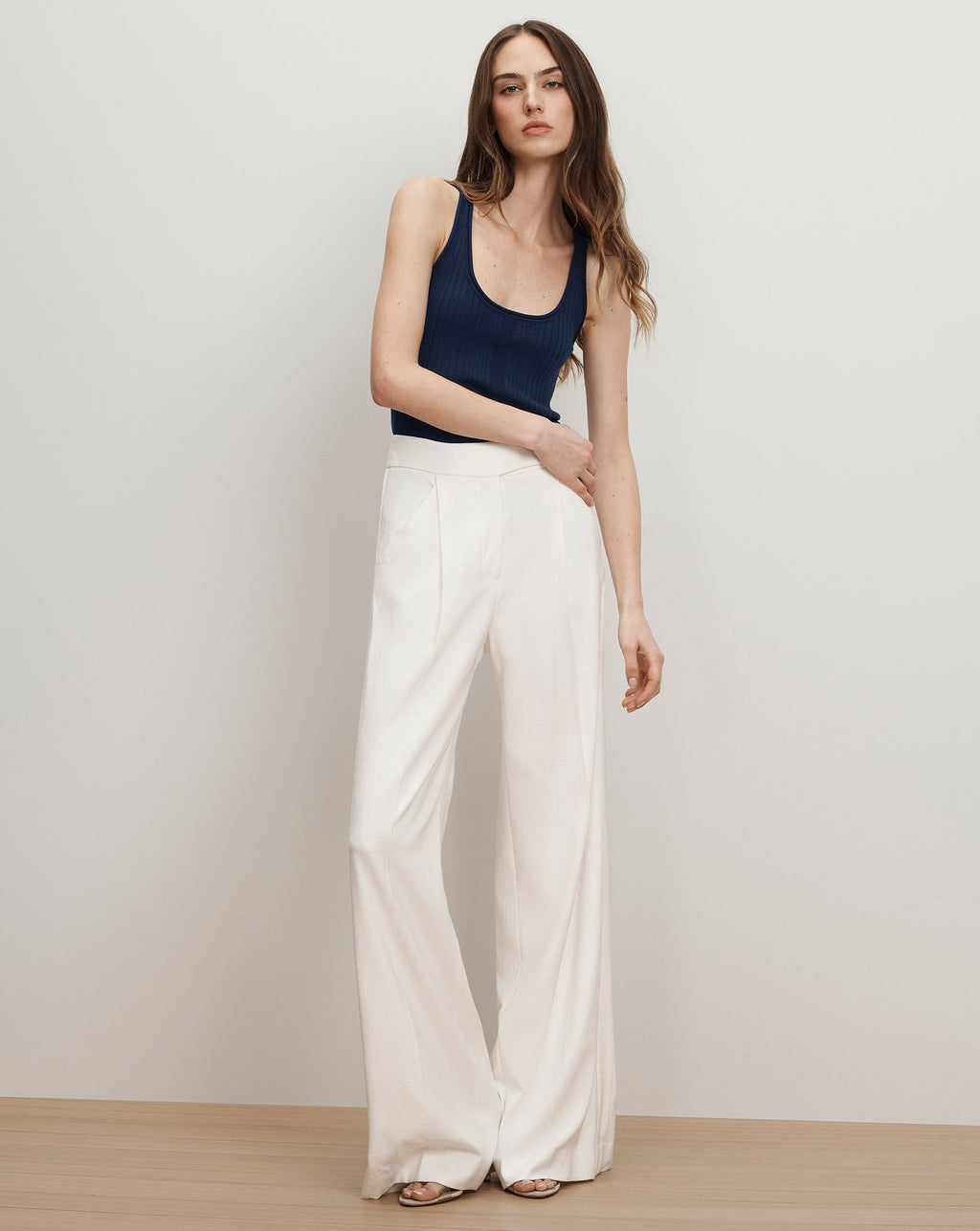 Veronica Beard Birke Merino Wool Tank Top - Navy