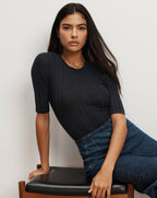 Veronica Beard Debois Merino Wool Top - Navy