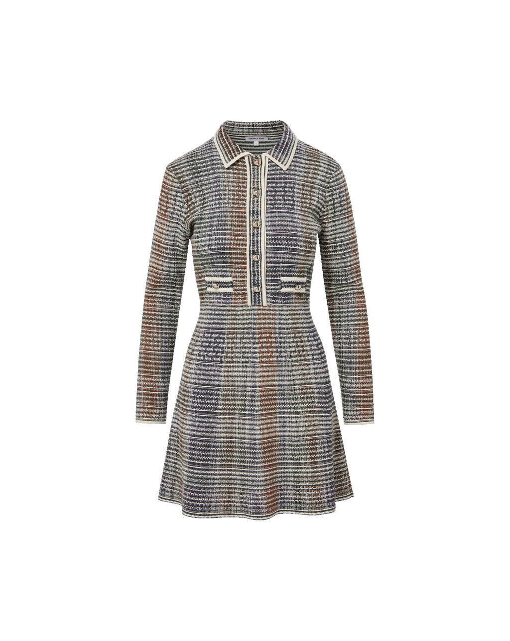 Veronica Beard Lauper Knit Mini Dress Dark Hunter Green Multi