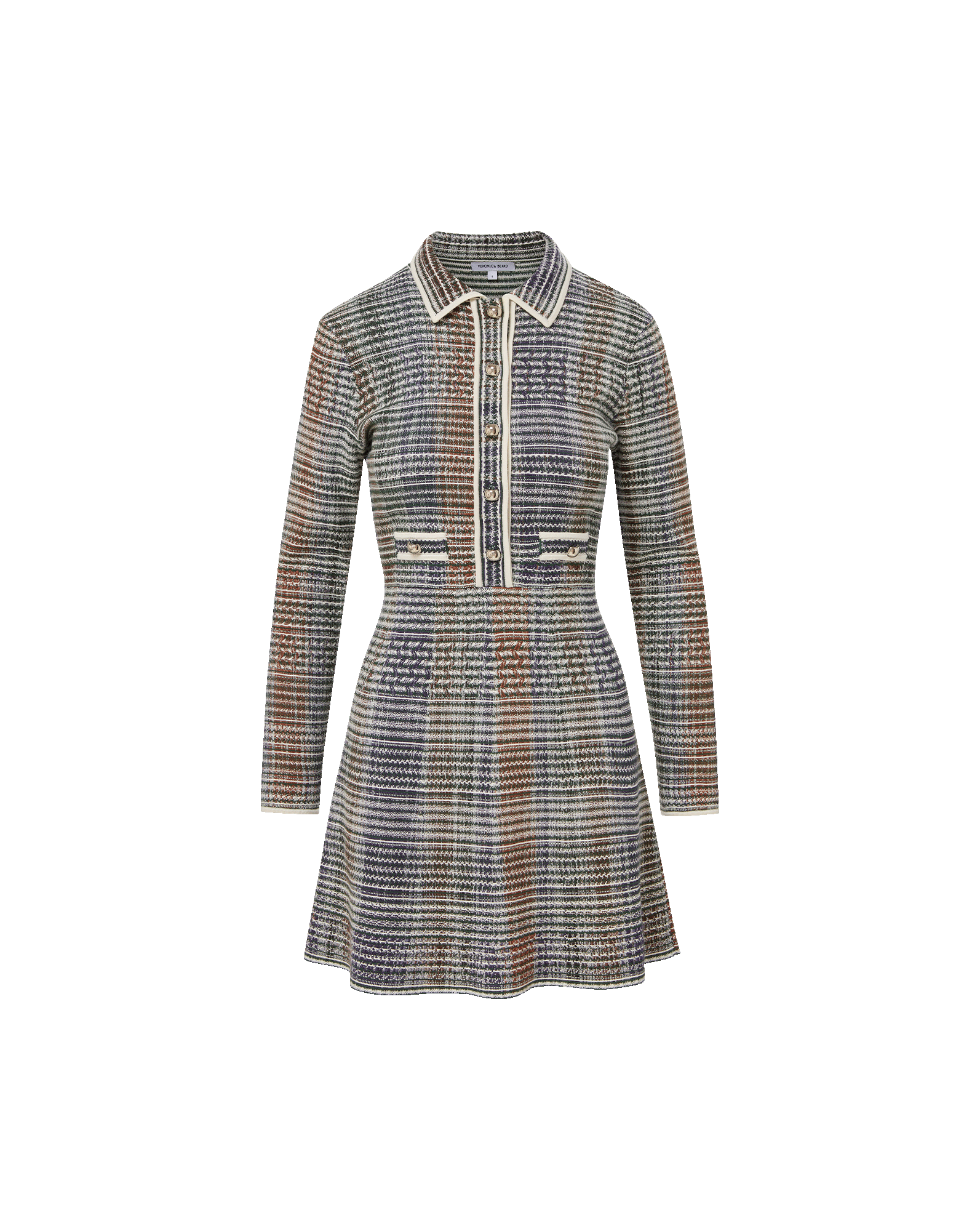 Veronica Beard Lauper Knit Mini Dress Dark Hunter Green Multi