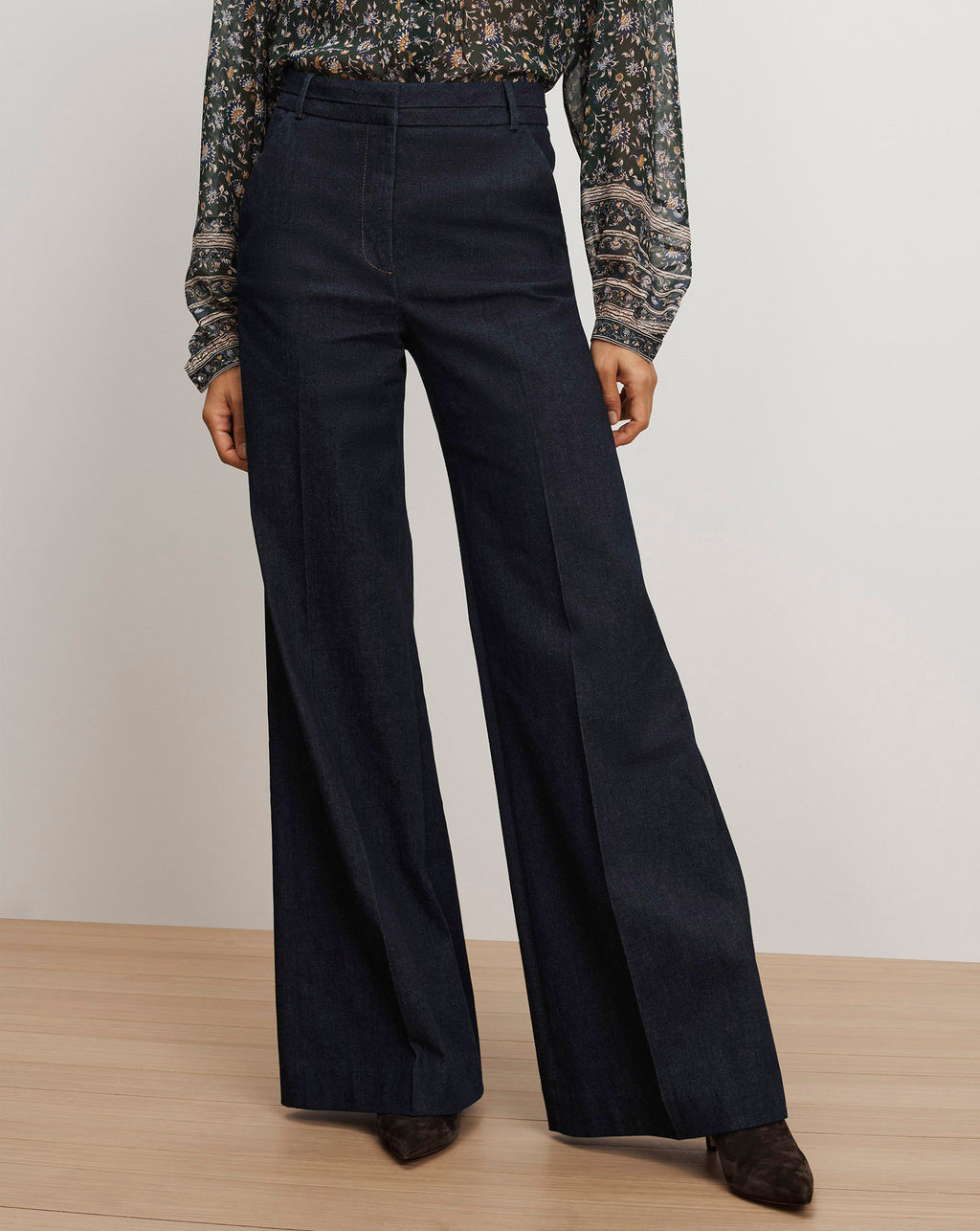 Veronica Beard Crue Wide-Leg Denim Pant - Midnight Wash