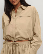 Veronica Beard Wilfred Bungee Button-Down Shirt - Sand
