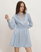 Veronica Beard Schor Mini Shirtdress - Ice Blue Multi