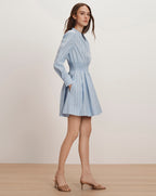 Veronica Beard Schor Mini Shirtdress - Ice Blue Multi