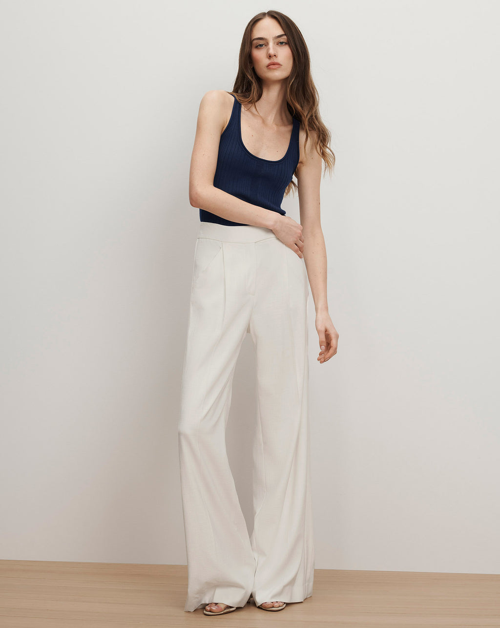 Veronica Beard Marbeau Wide-Leg Pant - Dove White