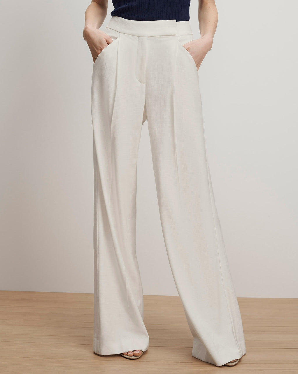 Veronica Beard Marbeau Wide-Leg Pant - Dove White