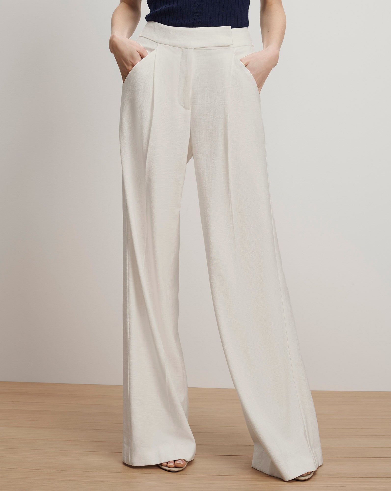 Veronica Beard Marbeau Wide-Leg Pant - Dove White