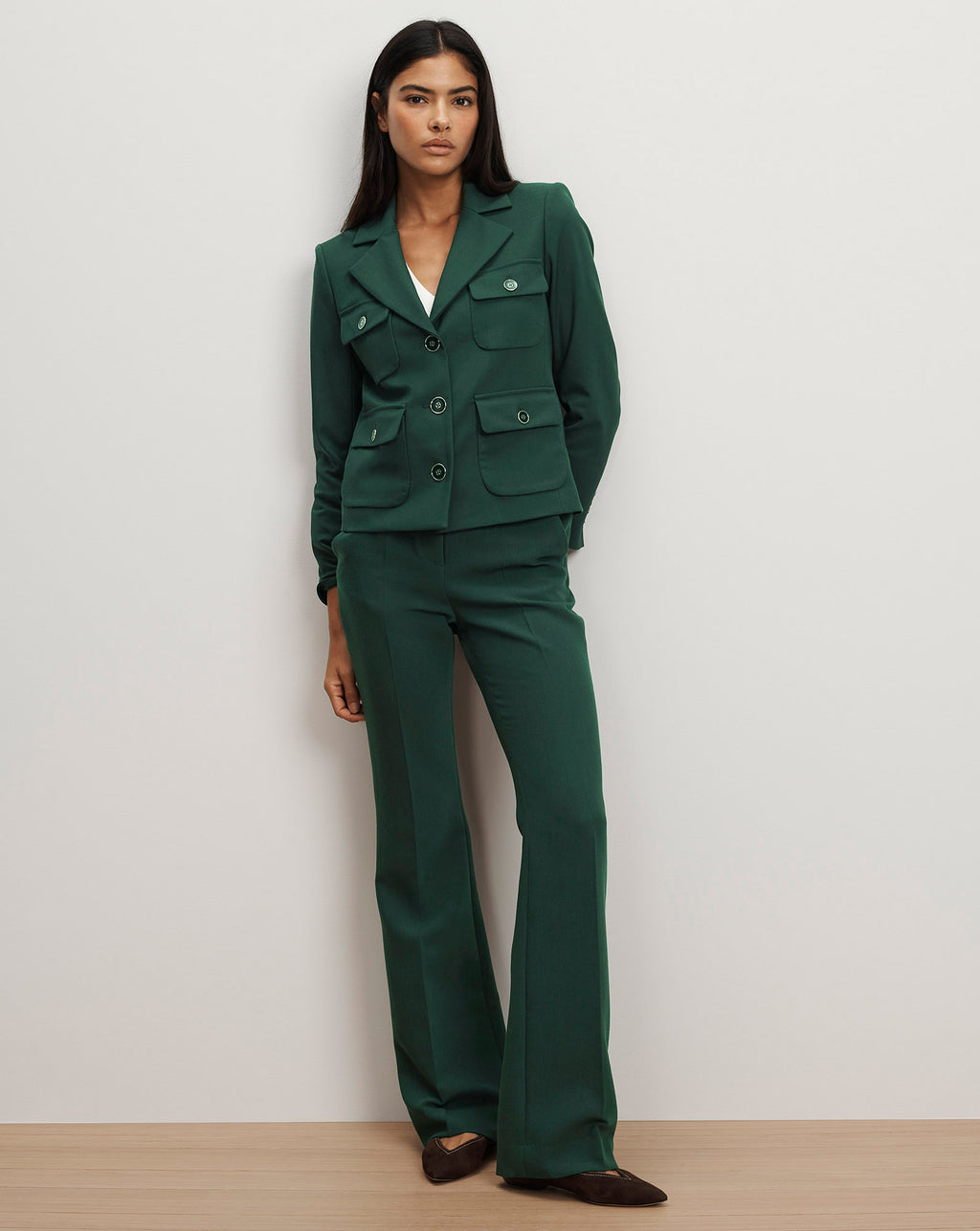 Veronica Beard Schuyler Tailored Utility Jacket - Dark Hunter Green