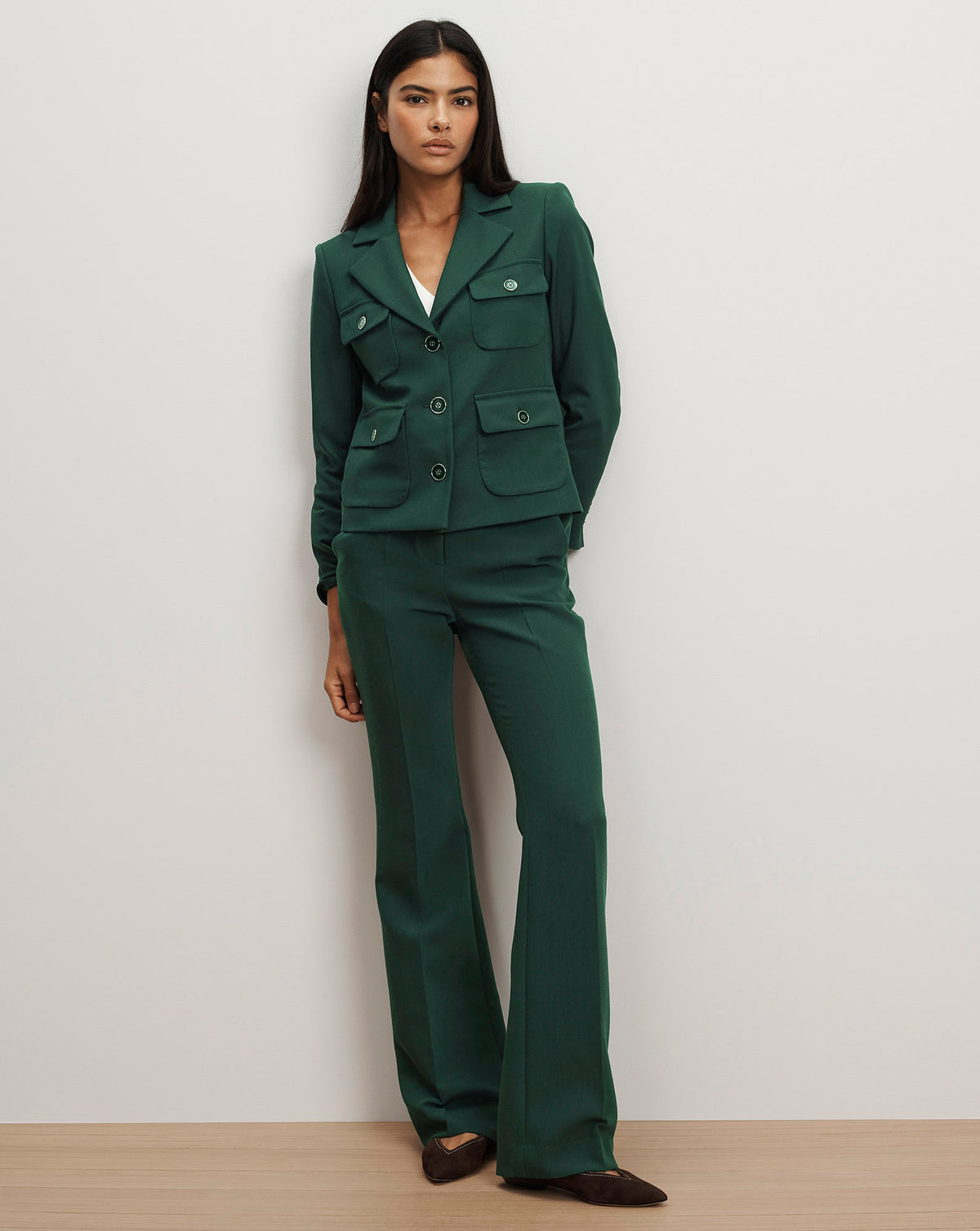 Veronica Beard Schuyler Tailored Utility Jacket - Dark Hunter Green