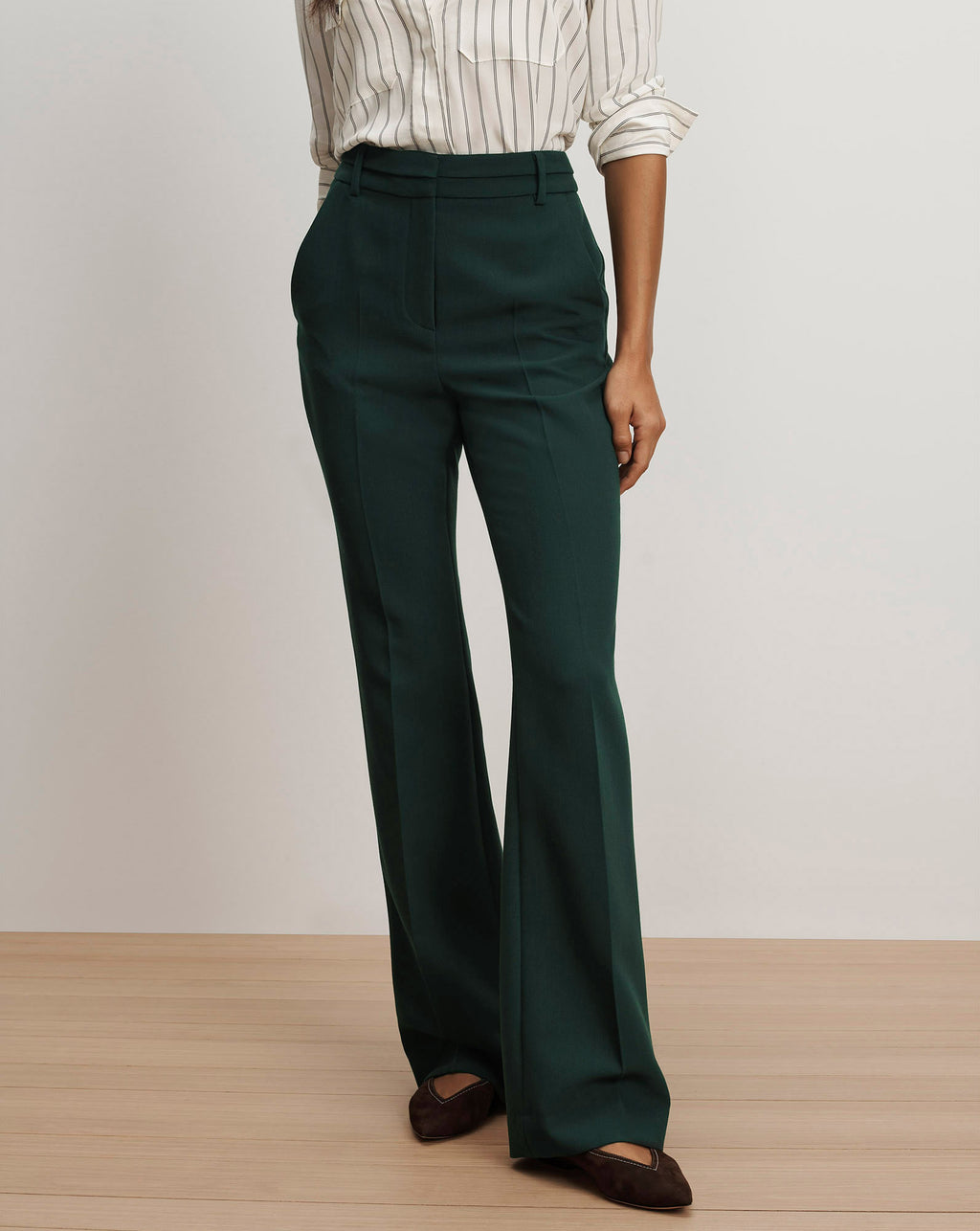 Veronica Beard Melvin Flared Pant - Dark Hunter Green