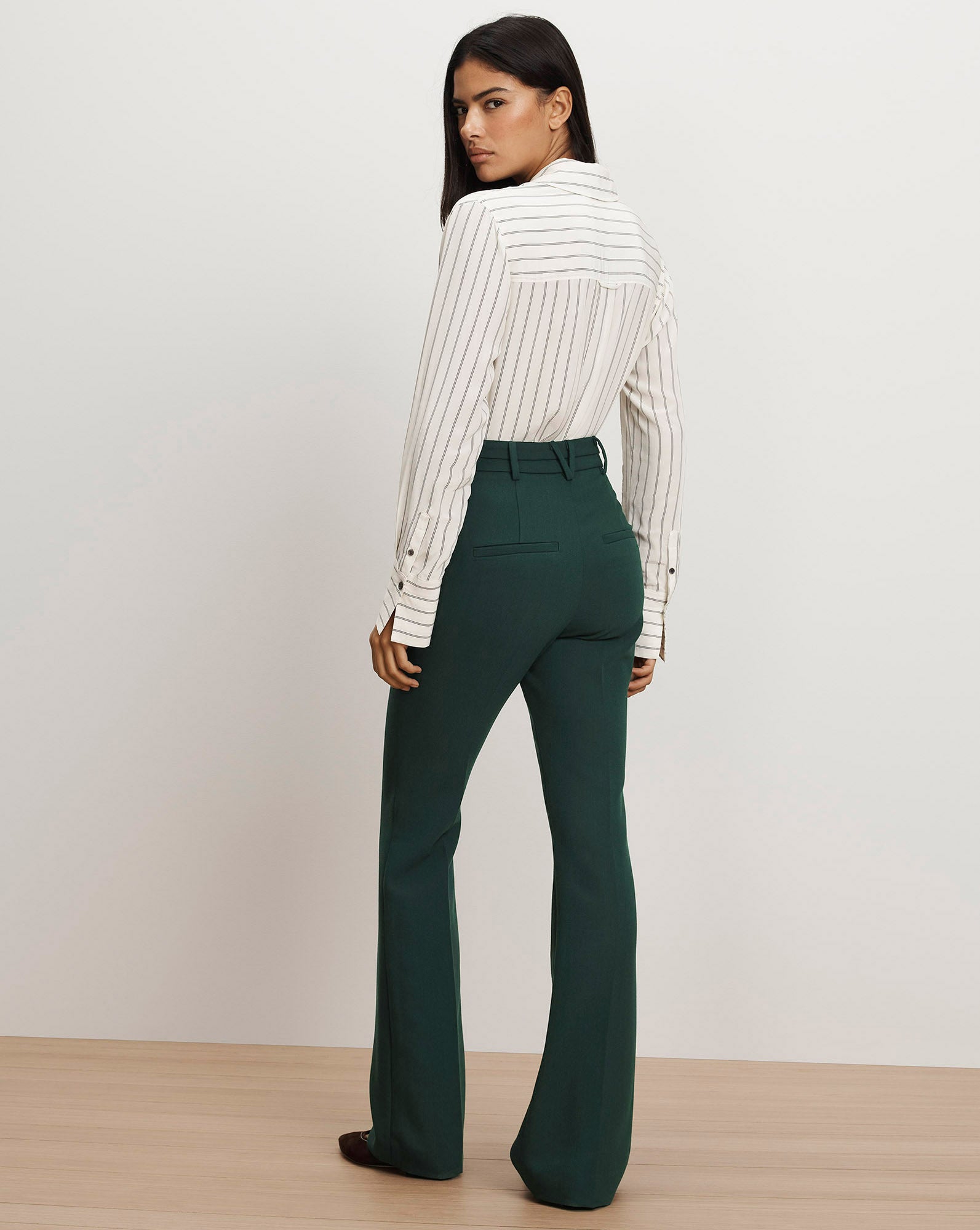Veronica Beard Melvin Flared Pant - Dark Hunter Green