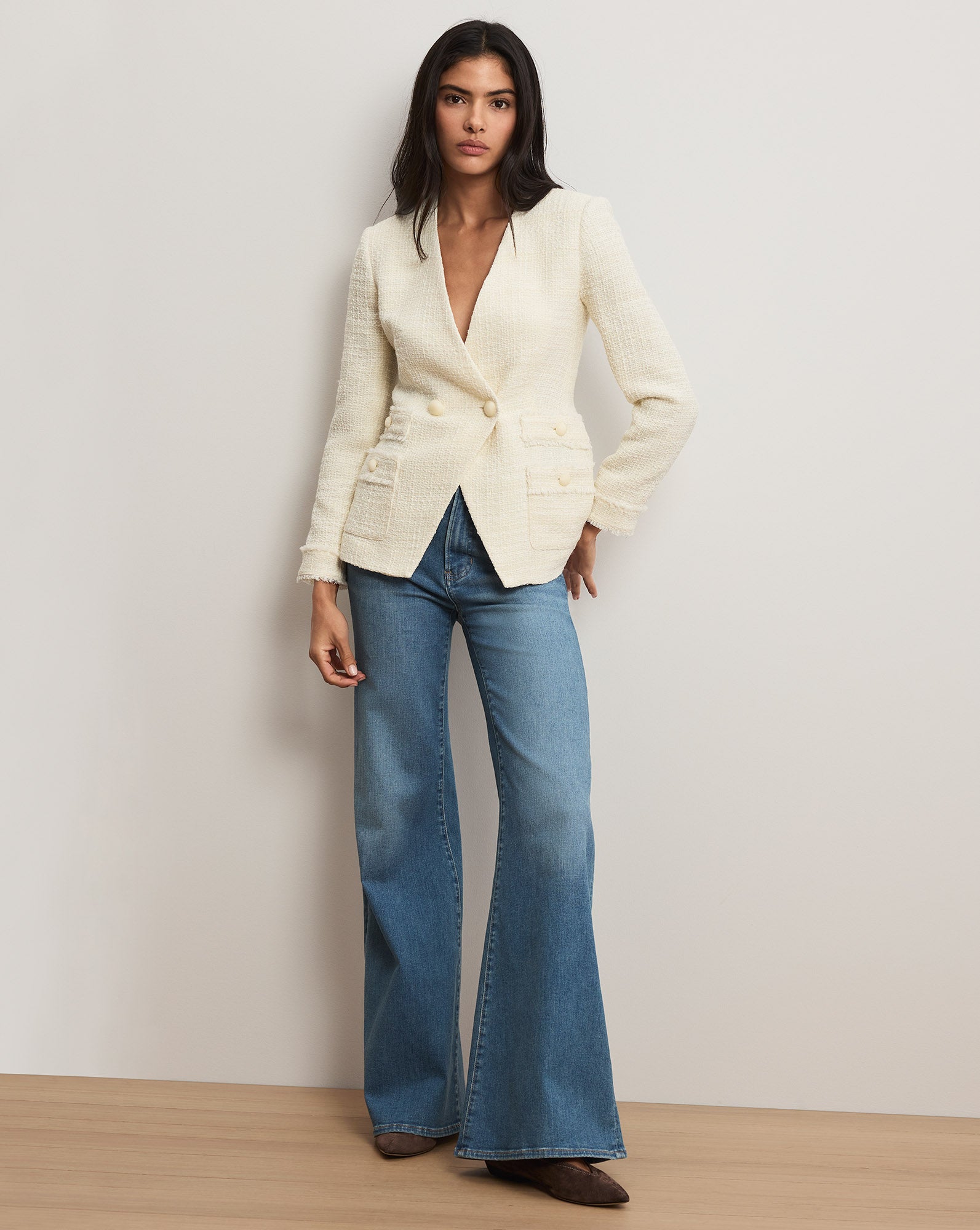 Veronica Beard Yves Tweed Jacket - Dove White