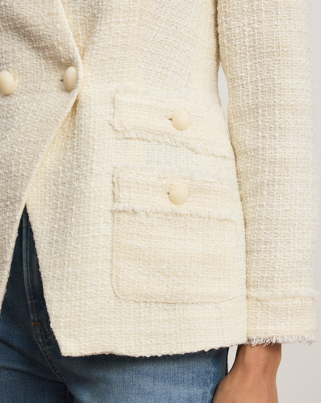 Veronica Beard Yves Tweed Jacket - Dove White