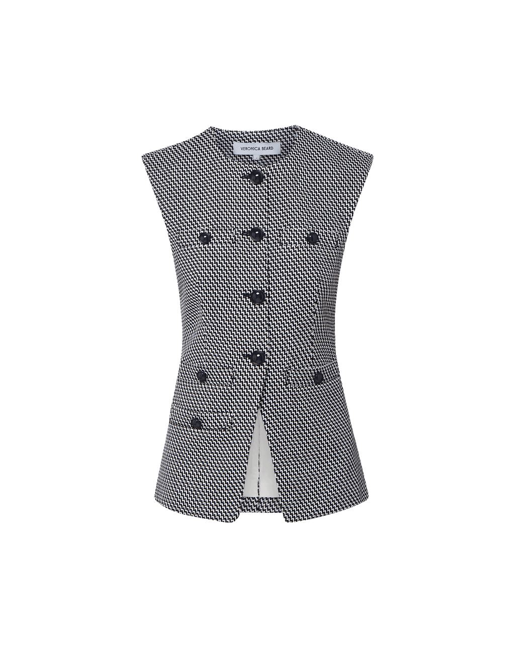 Veronica Beard Tamara Tweed Vest - Navy/Dove White