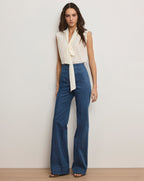 Veronica Beard Magnolia Tie-Neck Blouse - Dove White