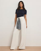 Veronica Beard Tai Belted Wide-Leg Pant - Dove White