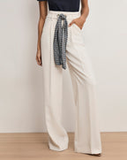 Veronica Beard Tai Belted Wide-Leg Pant - Dove White