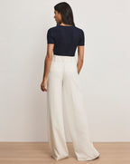 Veronica Beard Tai Belted Wide-Leg Pant - Dove White