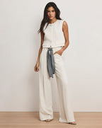 Veronica Beard Tai Belted Wide-Leg Pant - Dove White