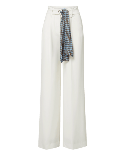 Veronica Beard Tai Belted Wide-Leg Pant - Dove White