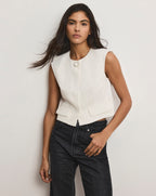 Veronica Beard Cliffwood Cropped Vest - Dove White