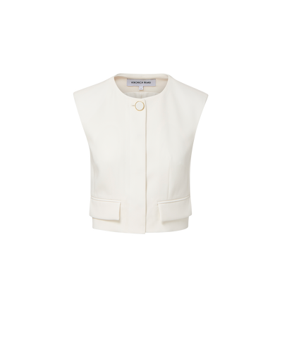 Veronica Beard Cliffwood Cropped Vest - Dove White