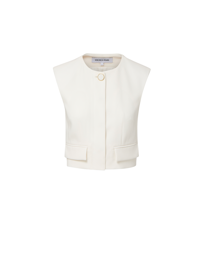 Veronica Beard Cliffwood Cropped Vest - Dove White